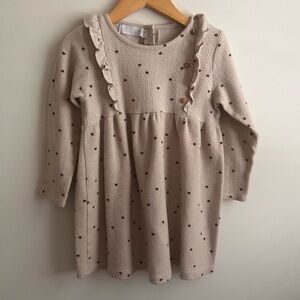 Zara Cream Kids Dress with Heart Accents